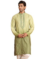 Jompers Mens Embroidered Silk Blend Straight Kurta