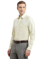 Turtle Men Giza Cotton Slim Fit Yellow Checkered Full Sleeve Formal Shirt