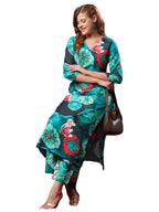 ANNI DESIGNER Womens Cotton Blend Straight Printed Kurta with Palazzo (Reena Green_S_Green_Small)