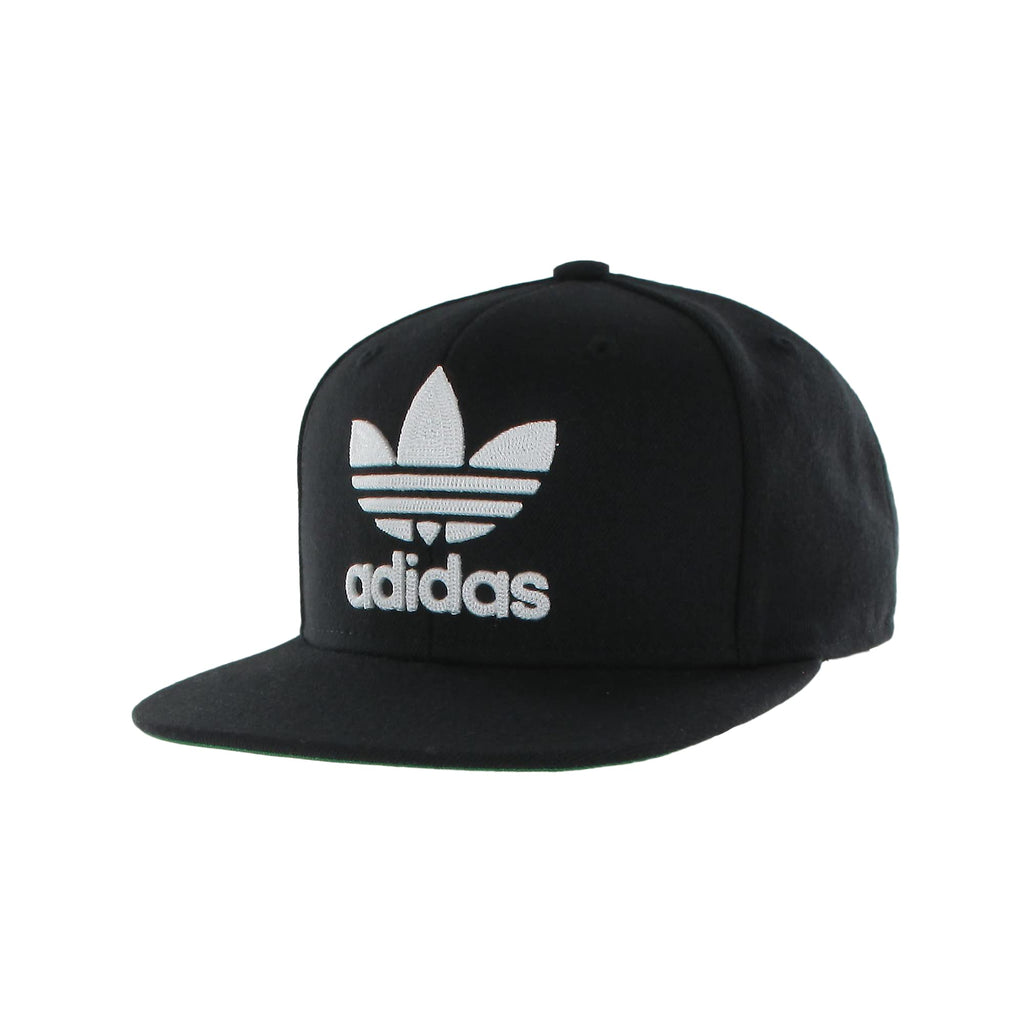 adidas Originals Kids-Boy's/Girl's Trefoil Chain Flatbrim Structured Snapback Cap, Black/White, One Size