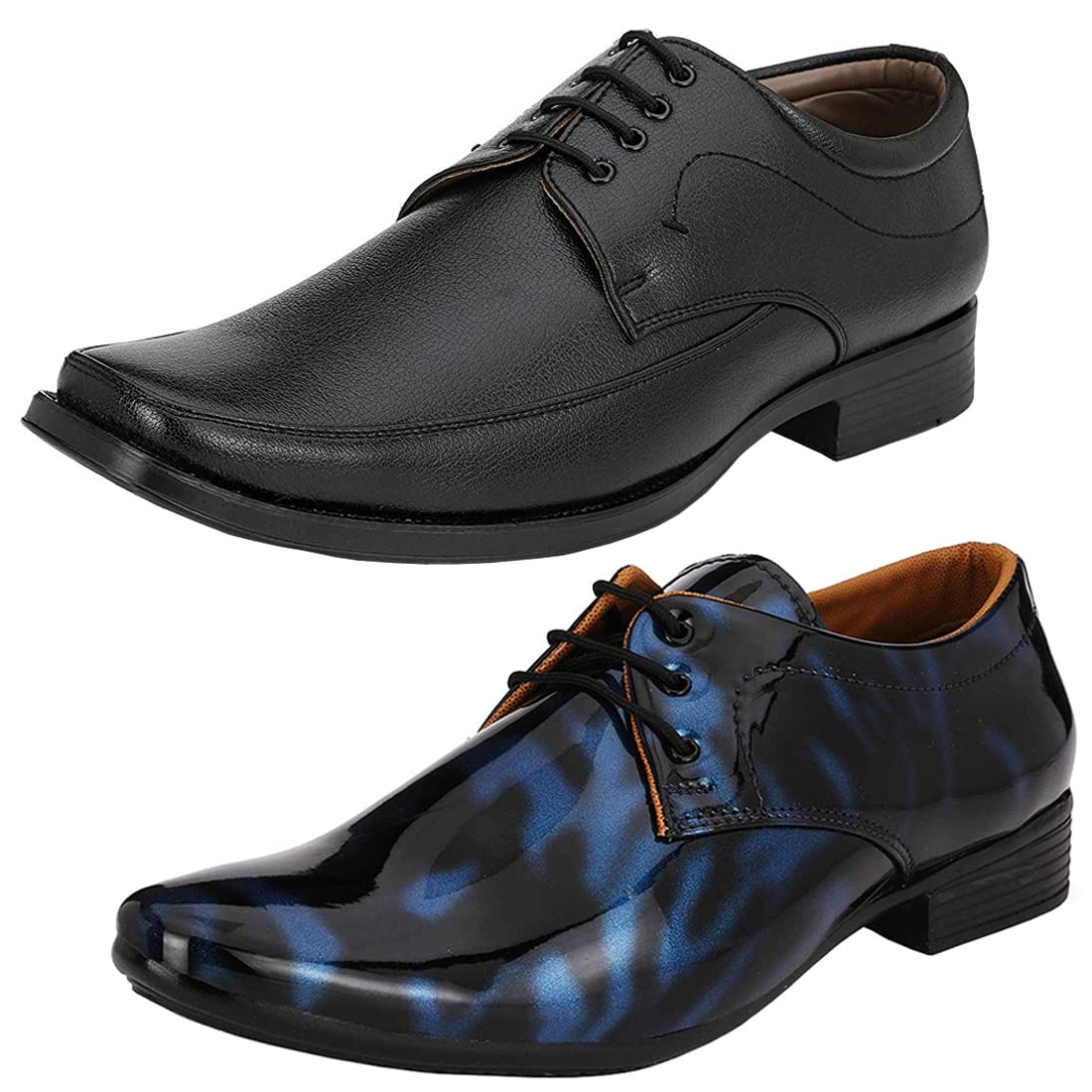 Unique Trendy Formal Shoes/Party Shoes/ 2 Shoes Combo with Free Belt for Men and Boys (BAZAAR7599_VTR01BlkBlu002BdrBlk1Blk 9