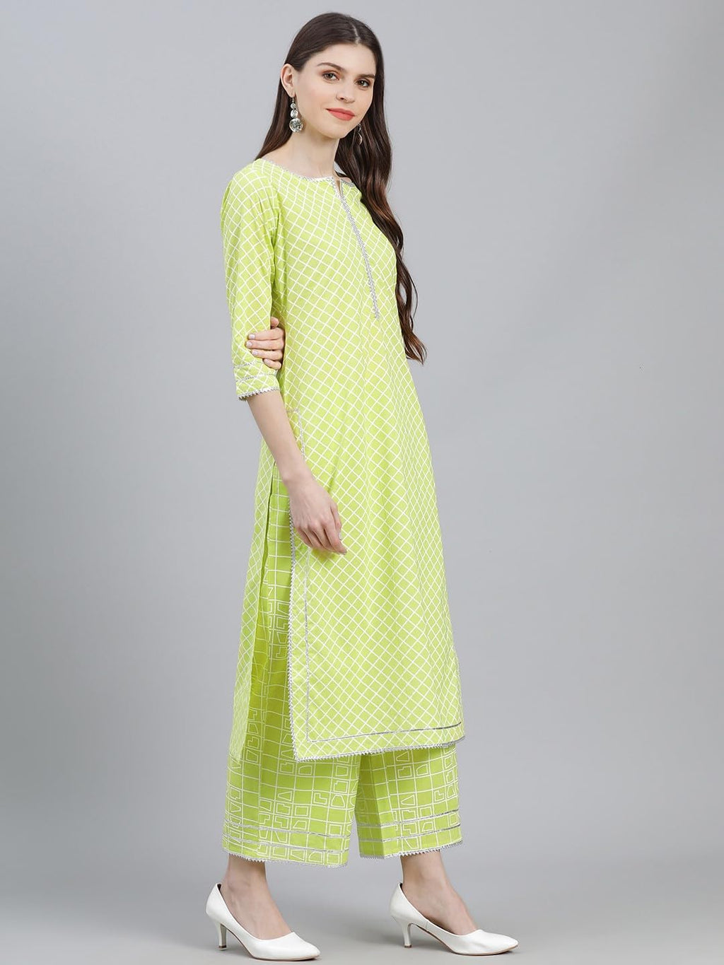 Libas Womens Cotton Kurta Sets (6915_Green