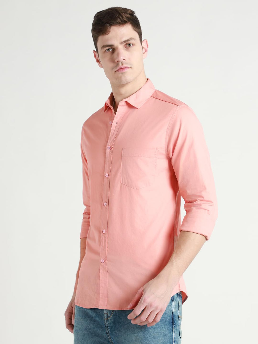 Dennis Lingo Men s Solid Shell Slim Fit Cotton Casual Shirt