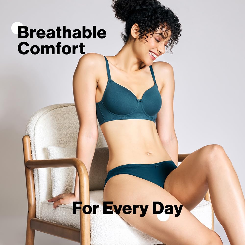Nykd (Nyb198 Cotton Lightly Padded & Non Wired T-Shirt Bra For Women | Medium Coverage Bra With Soft Detachable Straps | Ideal F