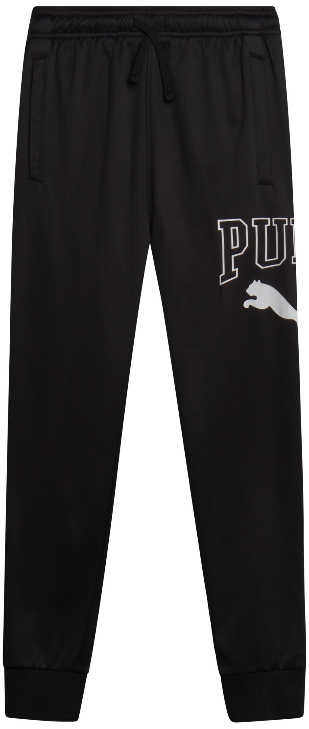 PUMA Boys' Jogger Pants - Soft Performance Fleece Athletic Jogger Sweatpants for Boys (8-20), Size 8, Black/White
