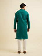 Manyavar Mens Cotton Embroidered Self Design Kurta Pyjama Set