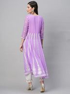 ANNI DESIGNER Womens Georgette Chikankari Embroidered Anarkali Kurti (Naav Purple-Nw1_L_Purple_Large)
