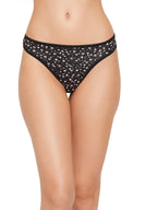 Clovia Womens Cotton Printed Low Waist Thong Panty (PN1481F13_Black_M)
