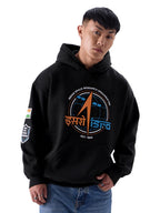 The Souled Store ISRO: Logo Men and Boys Long Sleeve Black Graphic Print Hooded Neck Oversized Fit Hoodies Oversized Hoodies Swe