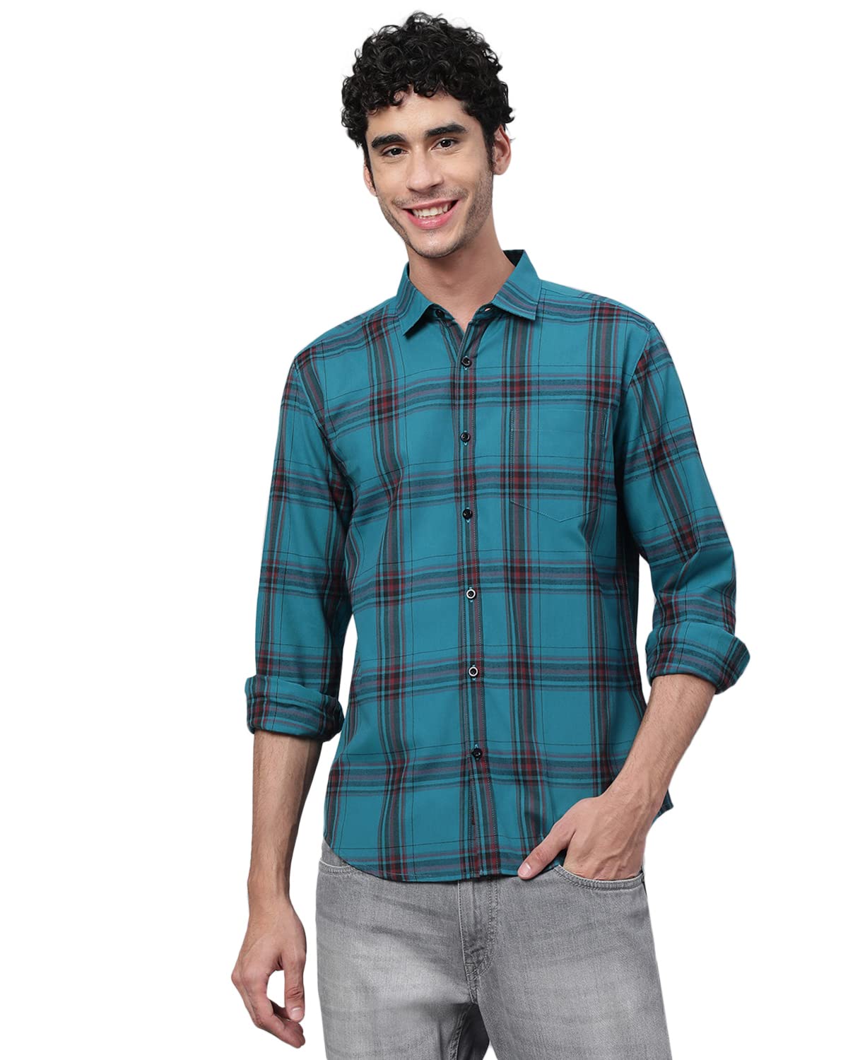 Veirdo Men's Men Cotton Checked Full Sleeve Casual Shirts