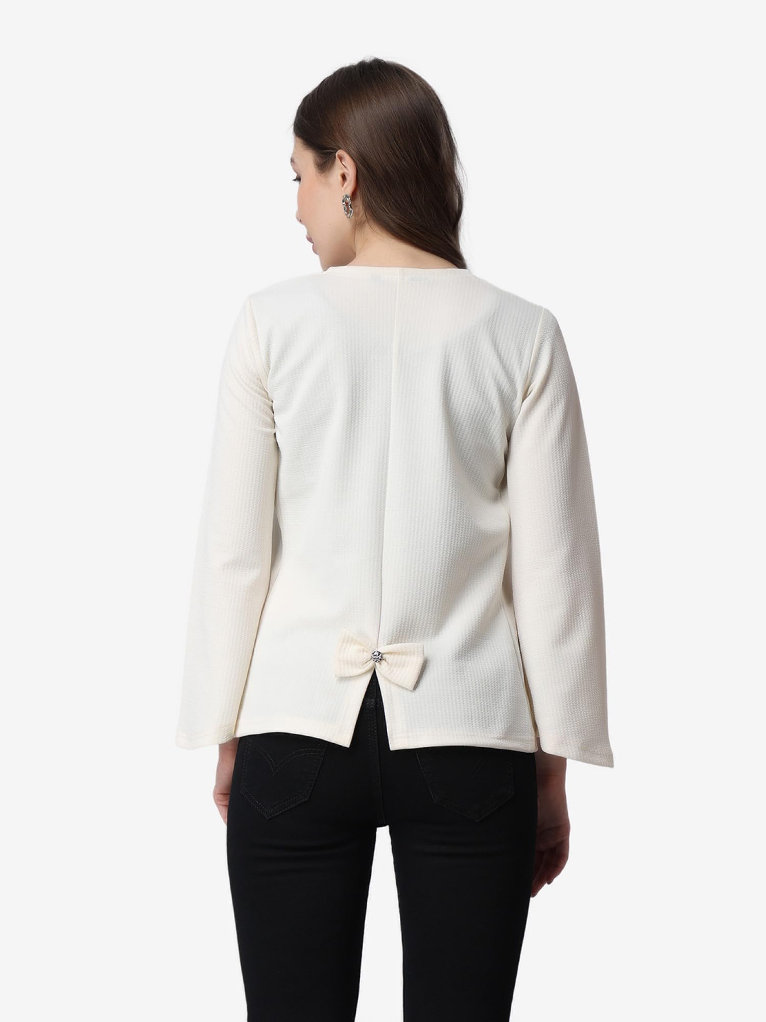 POPWINGS Casual Black Solid Front Open Shrug for Women | Latest Stylish Summer Wear Shrugs for Women | Hip-Length Women Shrug wi