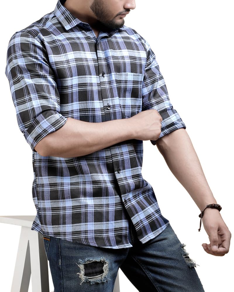 Noble Monk MenS Regular Fit Shirt | Checkered | Full Sleeves | Casual Shirt For Men