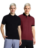 Veirdo Men's 100% Cotton Regular Fit Solid Plain Classic Polo Collar T-Shirt