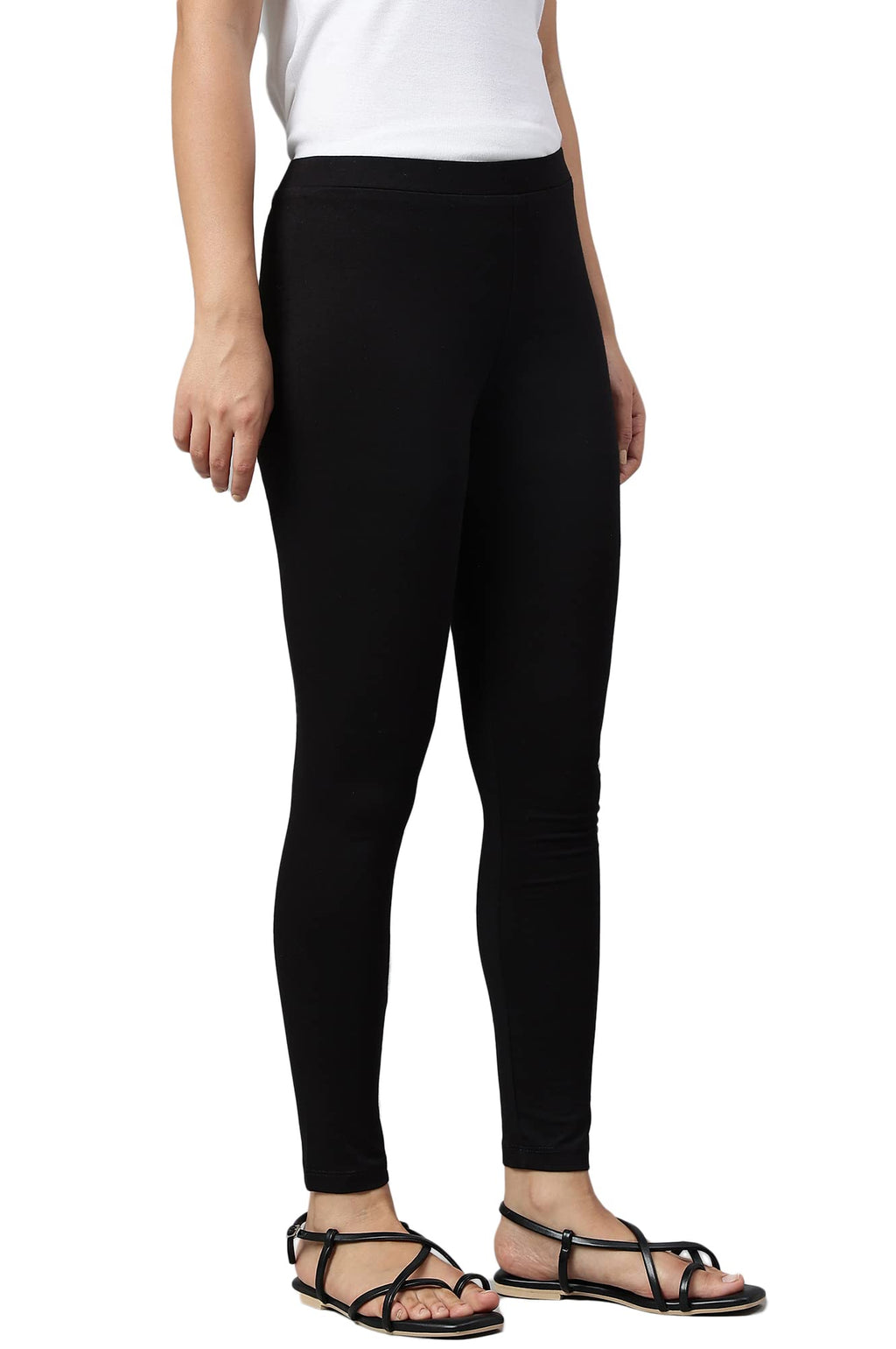 W for Woman Black Knitted Cotton Lycra Tights