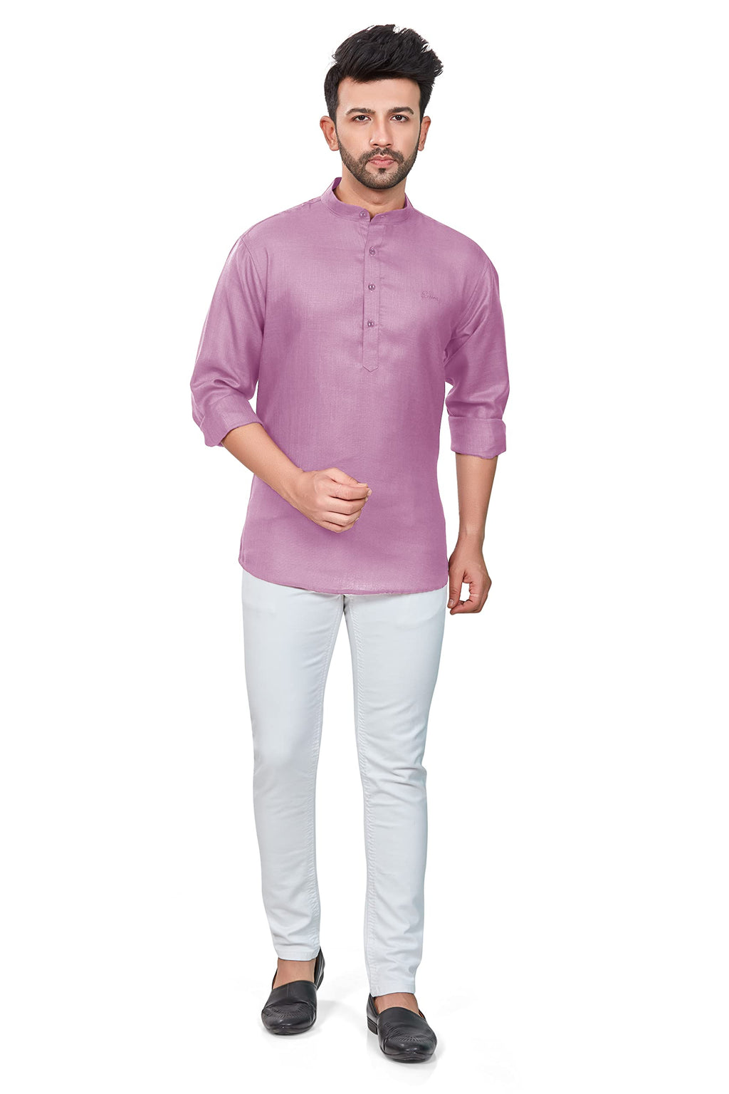 BE ACTIVE Mens Solid Linen Blend Short Kurta with Mandarin Collar || Short Kurta for Men Cotton || Stylish Short Kurta || Short