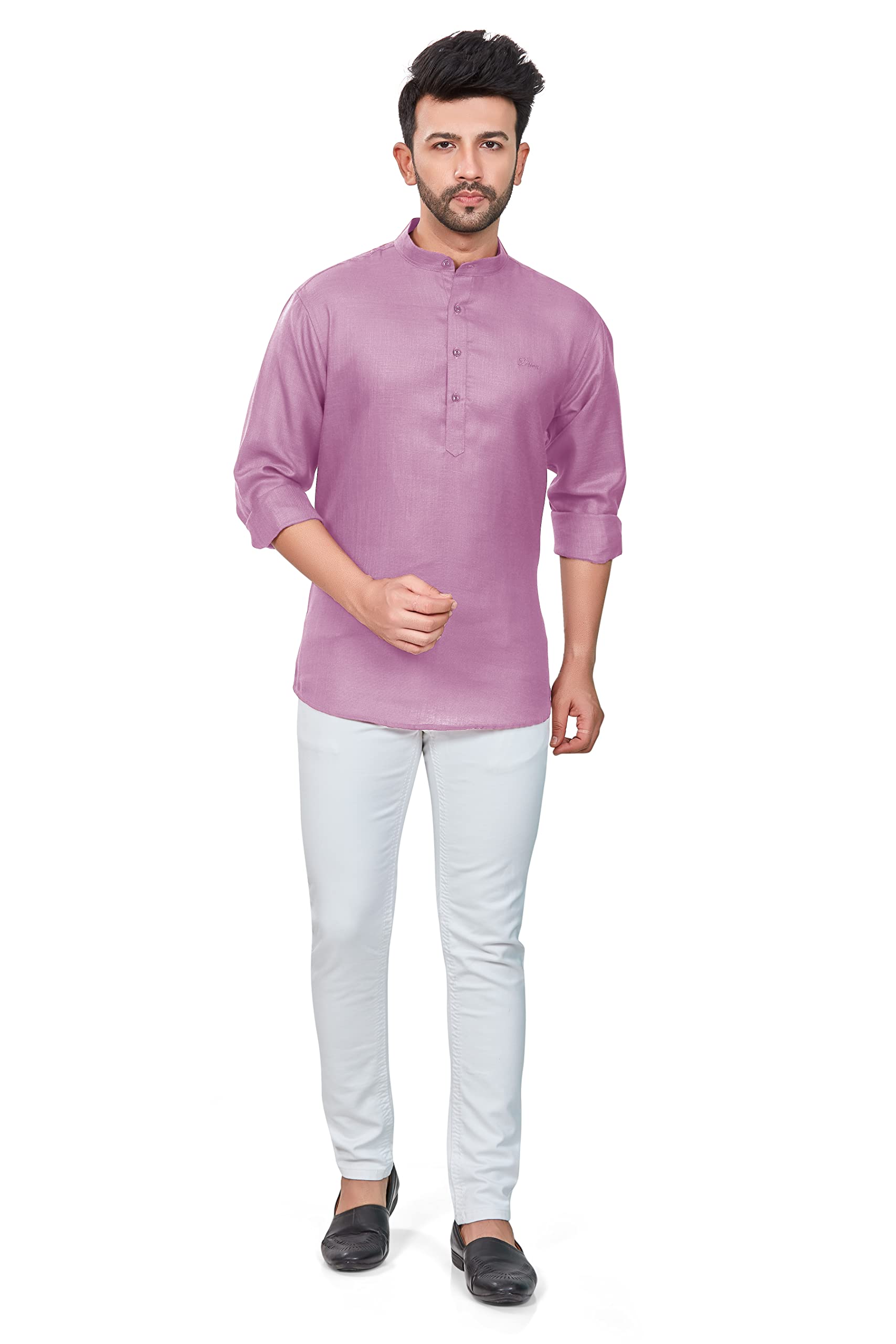 BE ACTIVE Mens Solid Linen Blend Short Kurta with Mandarin Collar || Short Kurta for Men Cotton || Stylish Short Kurta || Short
