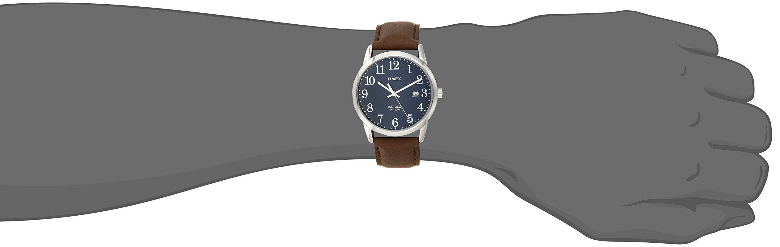 Timex Men's Easy Reader 38mm Watch - Silver-Tone Case Blue Dial with Brown Leather Strap