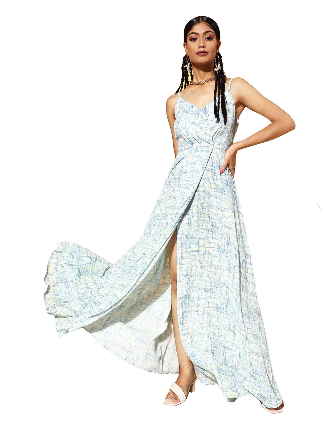 Libas Womens Printed Georgette Fit And Flare Dress For Women Off White