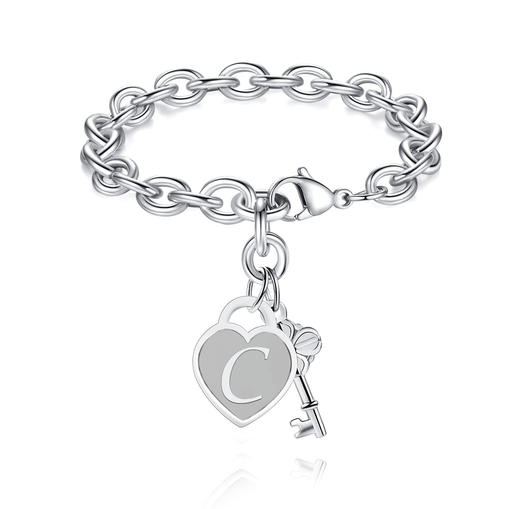 TONY & SANDY Silver Charm Bracelet Chain Stocking Stuffers for Teens Gifts Girls Ages 14 16 18 12 Teenage Girls Jewelry Personal