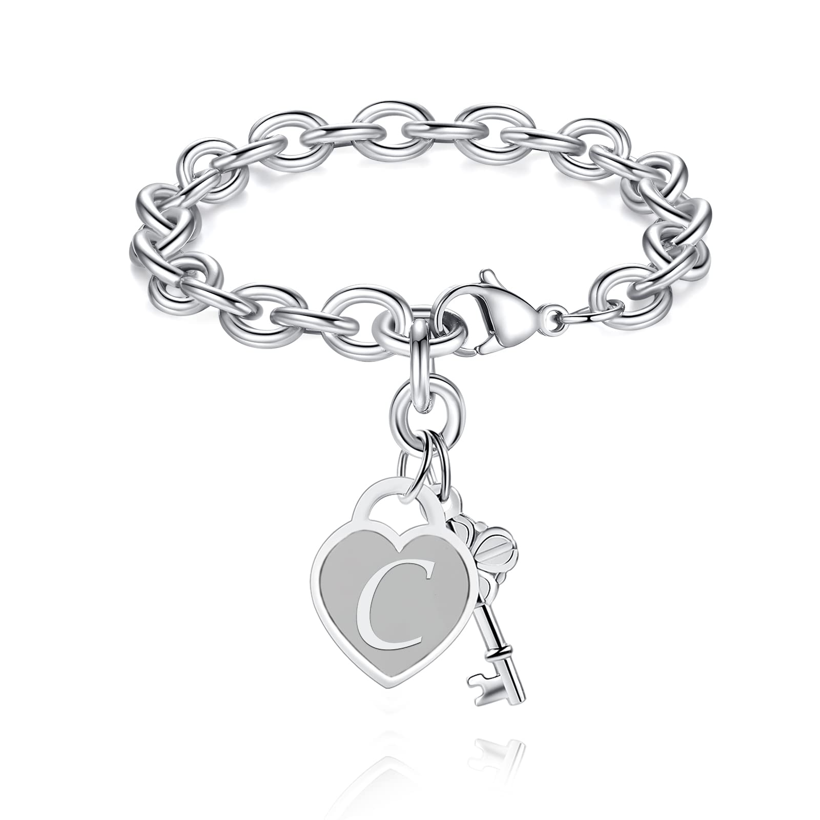 TONY & SANDY Silver Charm Bracelet Chain Stocking Stuffers for Teens Gifts Girls Ages 14 16 18 12 Teenage Girls Jewelry Personal