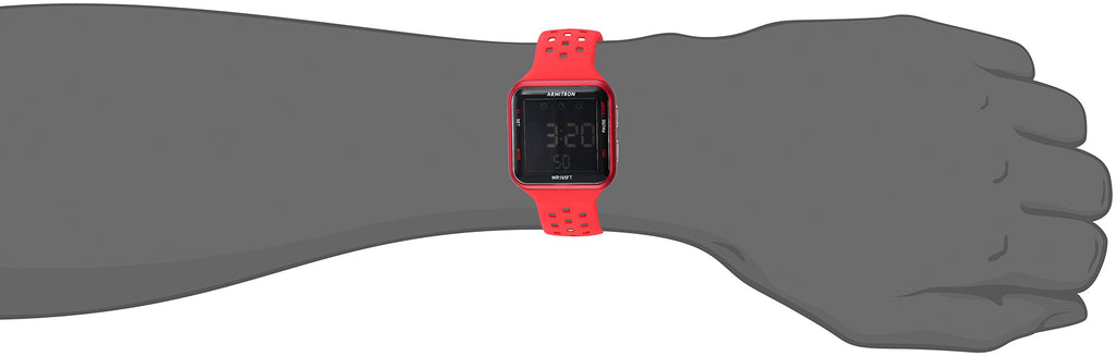 Armitron Sport Unisex 40/8417RED Black Accented Digital Chronograph Red Perforated Silicone Strap Watch
