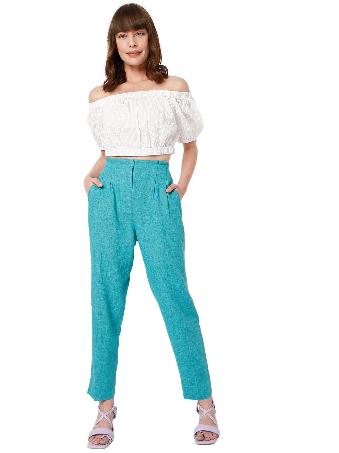 Vero Moda WomenS Slim Casual Pants (10274017-Tile Blue_Tile Xs)