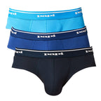 Papi Men's Cotton Low Rise Brief Pack of 3 Underwear, Light Blue/Cobalt/Navy, Medium