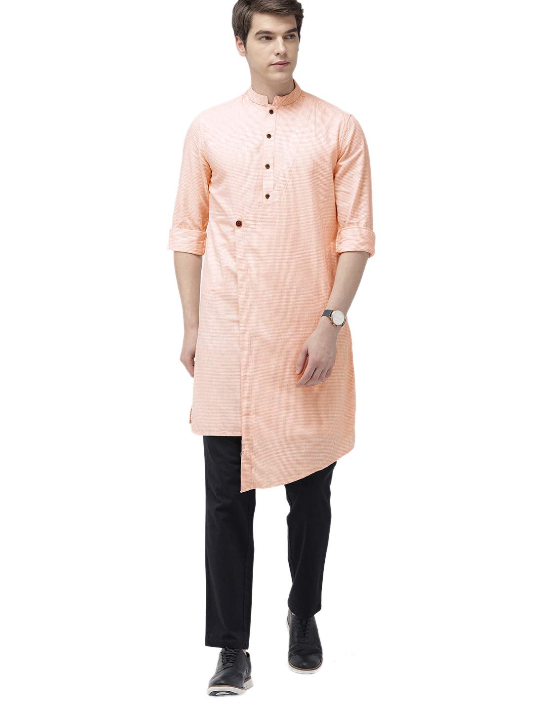 The Indian Garage Co Men'S Cotton Kurta (1019-Ck22L46-03- Orange_X-Large)