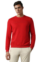 Louis Philippe MenS Cotton Round Neck Regular Sweatshirt (Lpstmrgfz76973_Rust_L)
