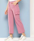 Aarika Girls Casual Wear Pink Colour Solid Nylon Pant (9-14 Years)