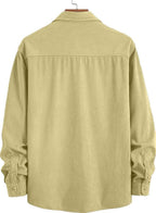 Deelmo MenS Full Sleeve Corduroy Shirt | Stylish Textured Casual Button-Down Shacket For Autumn Winter | Dual Pocket Front Desig