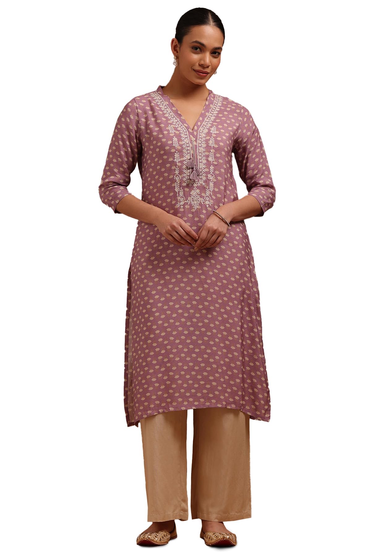 Soch Women Muslin Floral Print Kurta with Thread Work