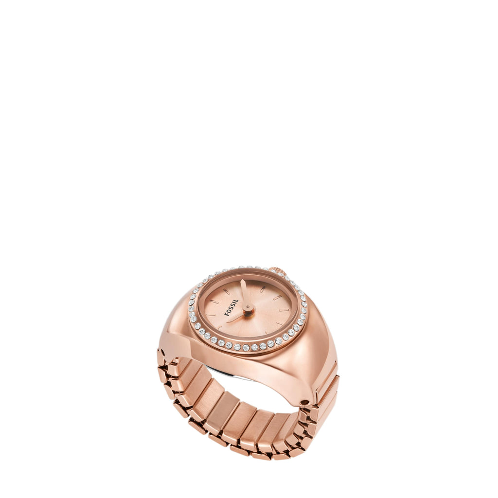 Fossil Women's Watch Ring Quartz Stainless Steel Watch, Color: Rose Gold Glitz (Model: ES5320)