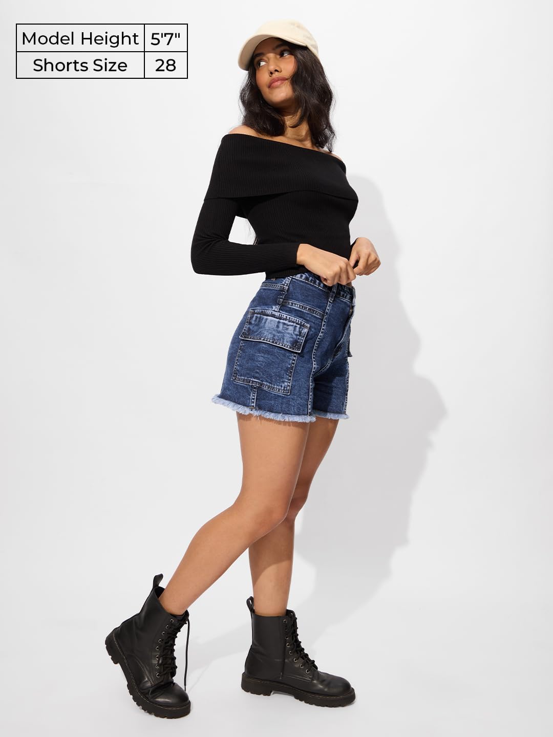 The Souled Store Solids: Sky Blue Women and Girls Buttoned Above The Knee Cotton Blend Denim Comfortable Shorts