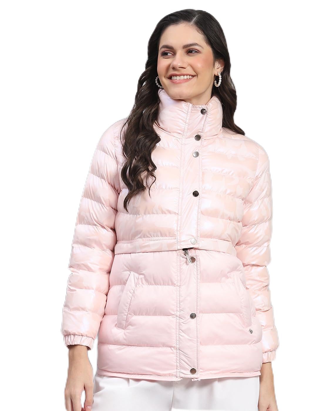 Monte Carlo Womens Pink Solid Full Sleeve Stand Collar Casual Jacket (223062594144) 3