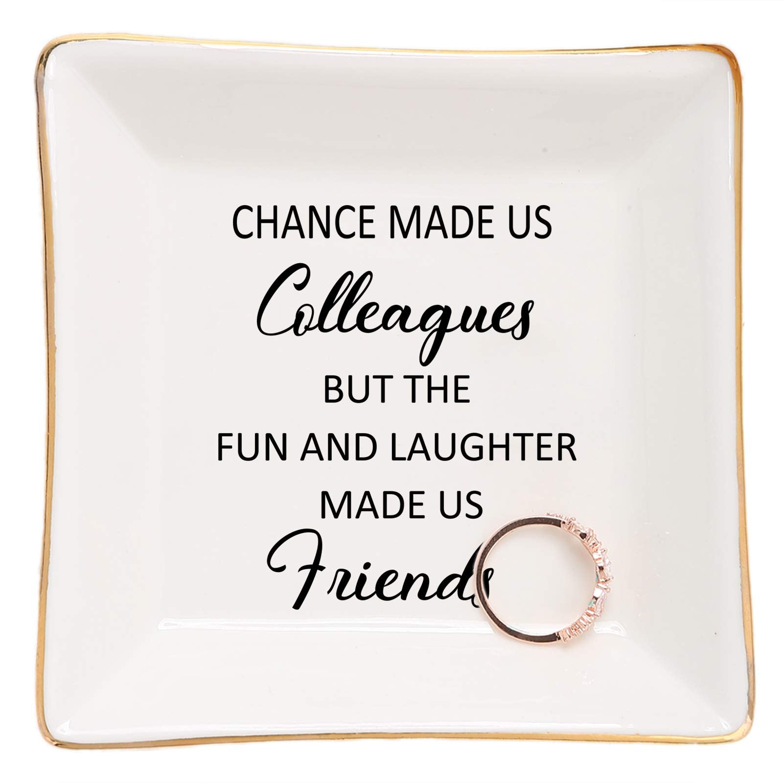 HOME SMILE Colleague to Friend Gifts for Women Jewelry Tray- Retirement Leaving Farewell Appreciation Birthday Christmas-Chance 