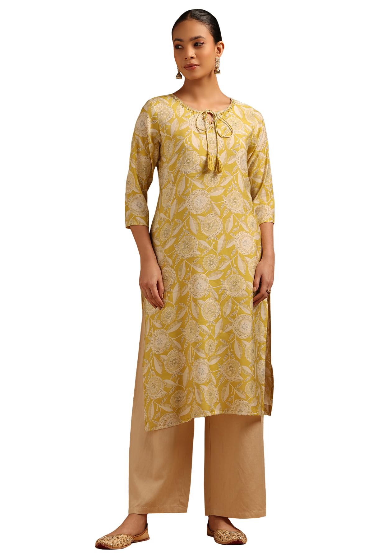 Soch Women Chanderi Floral Kurta with Sequins