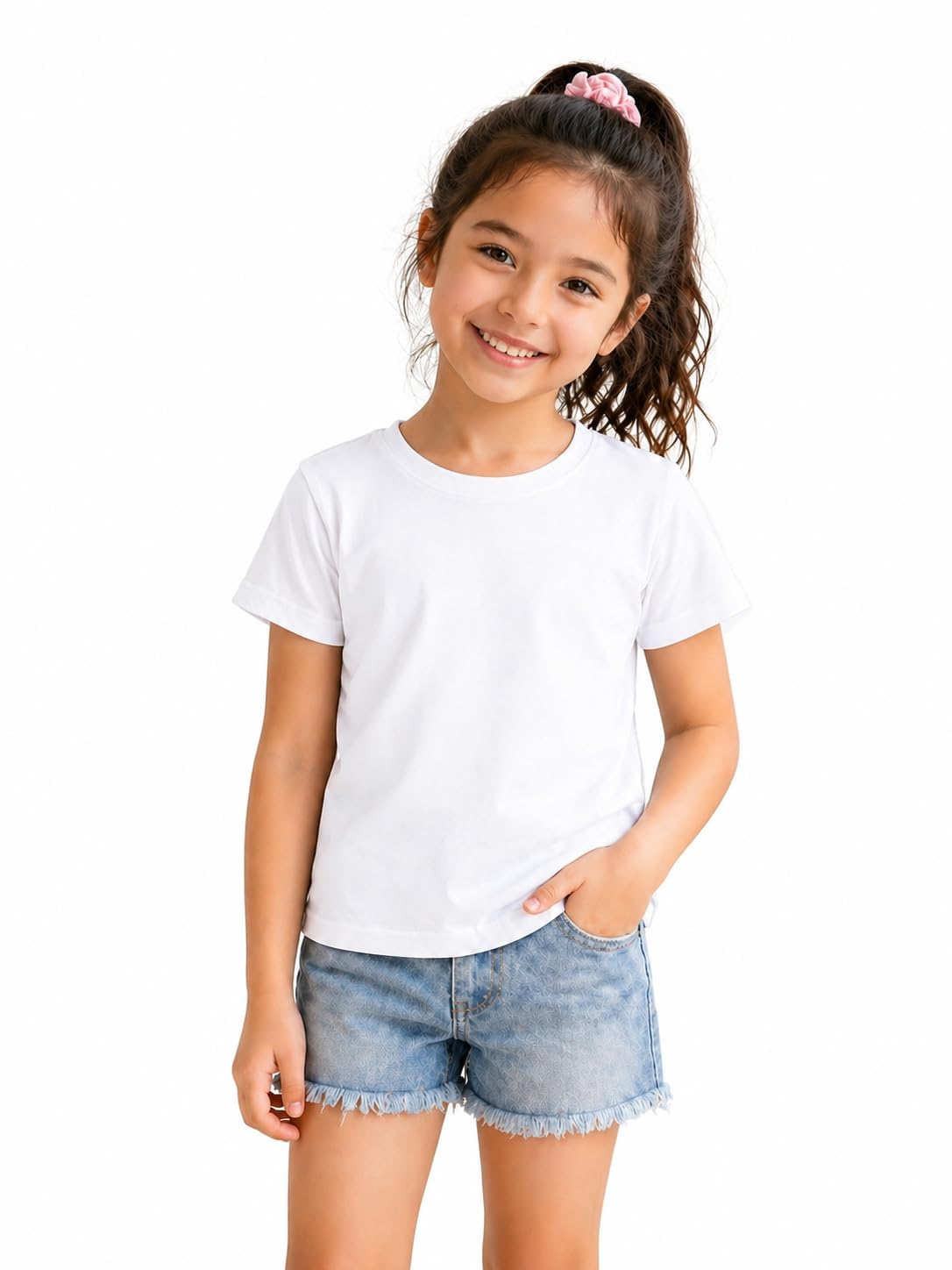 Bodycare Girls Round Neck Half Sleeves Solid TShirt  White 13-14