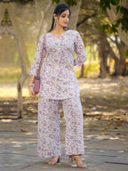 Tee Projekt Cotton Ethnic Wear Co Ord Set For Women | Festive Co Ord Set For Women Purple