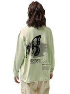 Bewakoof Womens Graphic Print Oversized Fit Full Sleeve Round Neck Cotton T-Shirt_628312_Green_XL