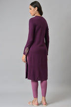 W For Woman Women Acrylic Floral Printed Winter A-Line Flared Kurta