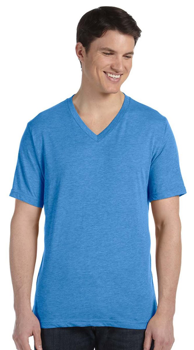Unisex Triblend V-Neck T-Shirt - BLUE TRIBLEND - S(D0102H7WXY2)