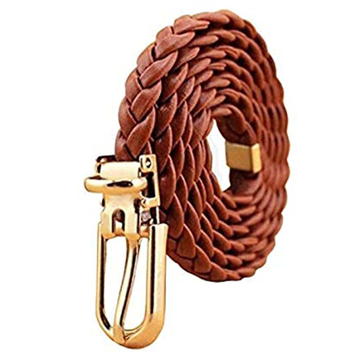 Romp Fashion Women Brown P.U Leather Braided Belt 91