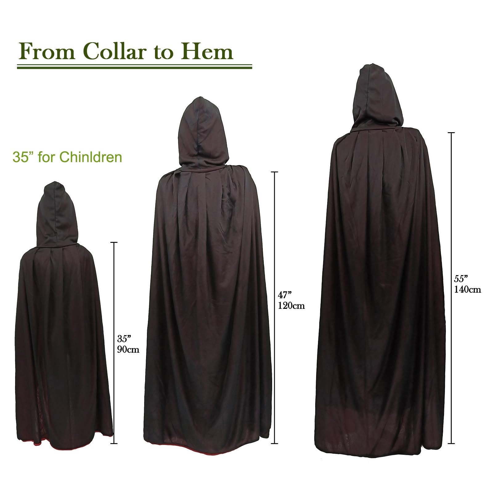 Gardeningwill Double Face 55 Red Black Hooded Halloween Easter Christmas Cloak Goth Vampire Priate Cape