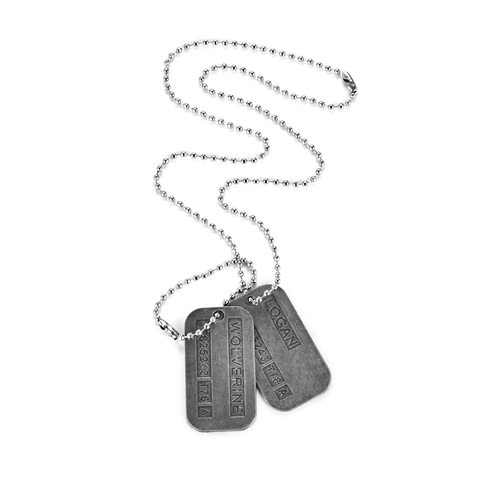 DAYSTART Two Double Sided Wolverine Name Dog Tags on 20 Inch Chain for Wolverine Lover Costume Cosplay Accessory