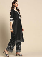Gerua Women'S Silk Blend Salwar Suit Set (Gs768_Black_Xl)