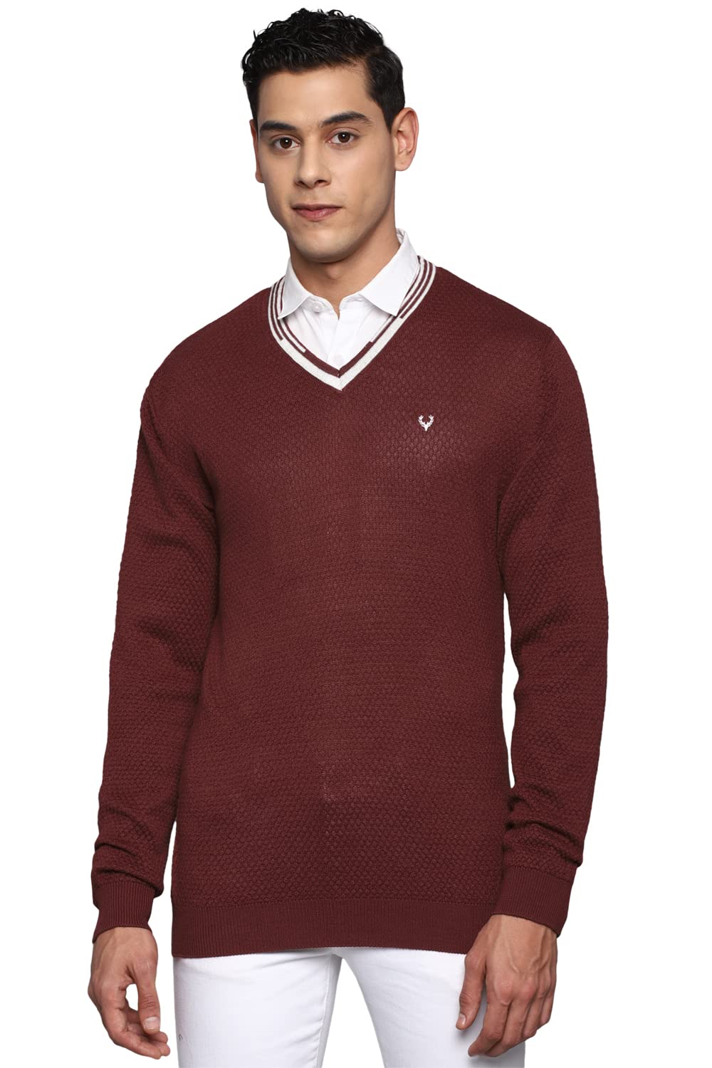 Allen Solly Men Regular Fit Solid Full Sleeve Pullover