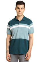 Dennis Lingo Mens Colorblocked Cotton Teal Polo T-Shirt