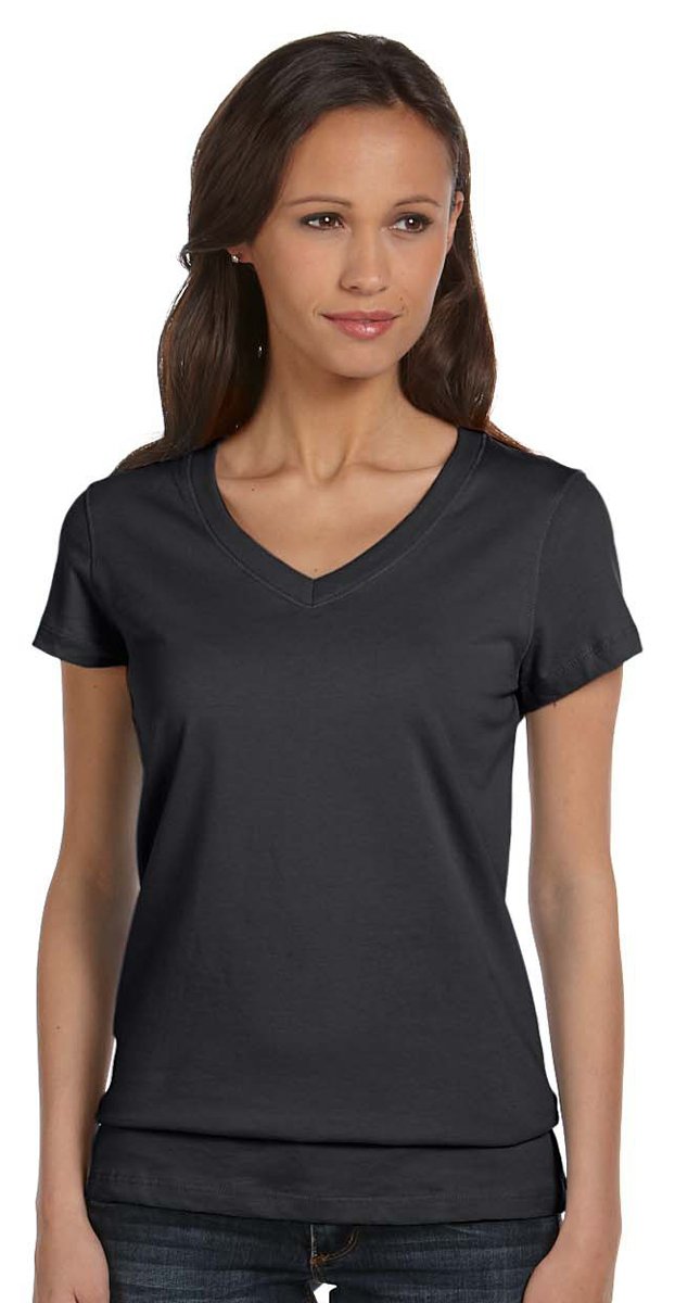 Ladies Jersey Short-Sleeve V-Neck T-Shirt - DARK gRY HEATHER - S(D0102H7WIS8)