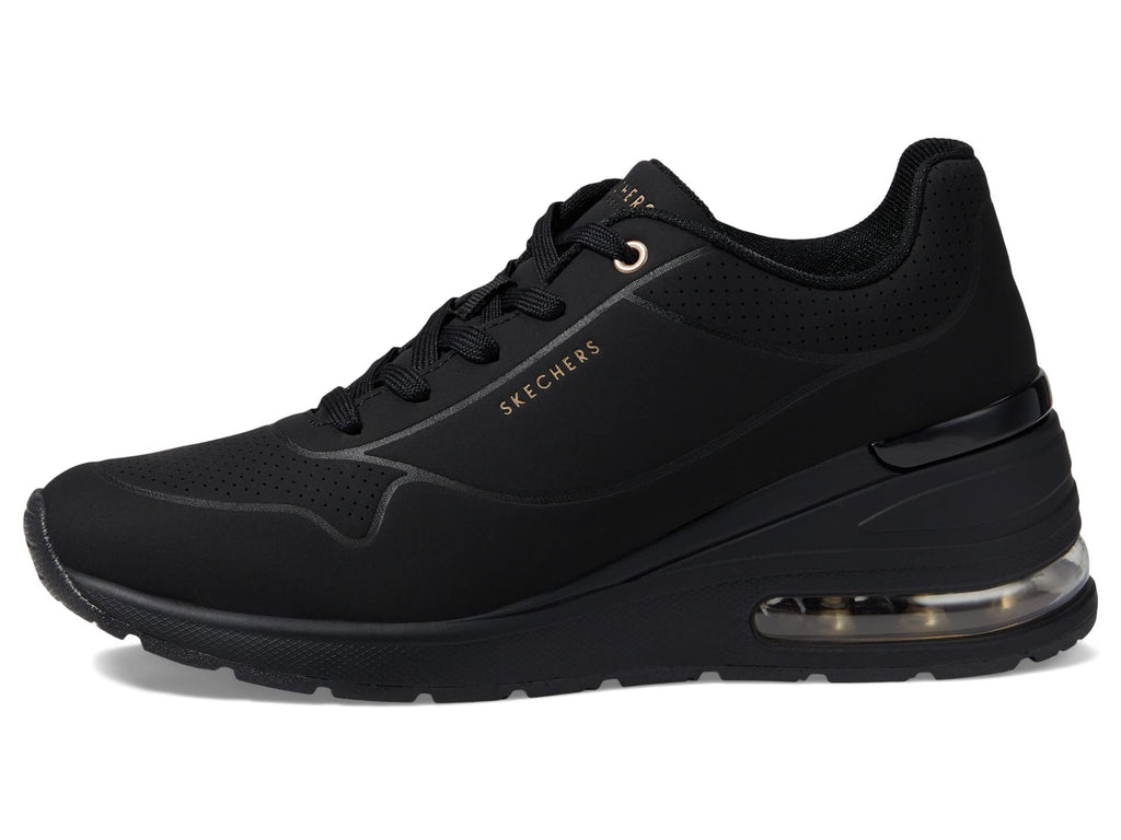 Skechers Women's Million Elevated Air Sneaker, Black, 7